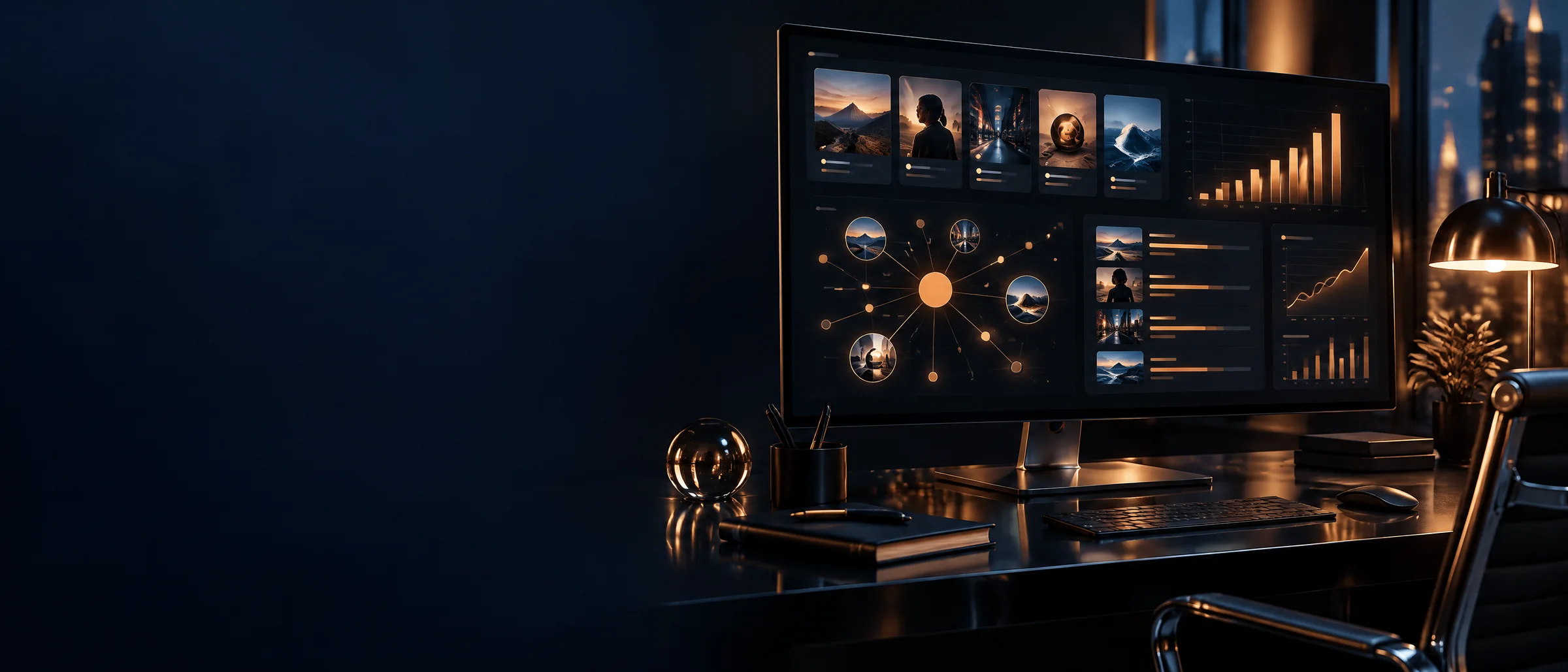 BuzzSumo 7 Days Ready Account: premium workspace with a dark screen showing content analytics, trend charts and a topic network